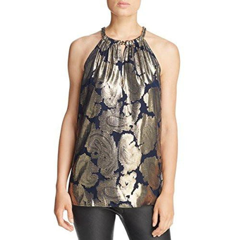 Michael Michael Kors Metallic Chiffon Tank Top Gold M