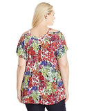 Plus Size Flutter Sleeve Cold Shoulder Top, Print, 1X