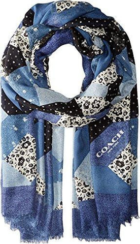Denim Floral Patchwork Shawl Denim Scarf