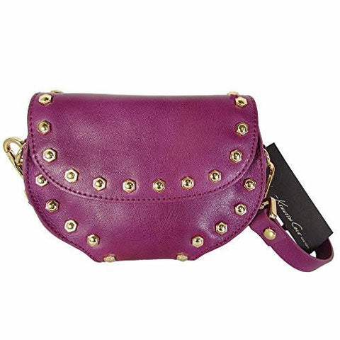 Kenneth Cole York Stud Sense Leather Crossbody Bag Mulled Wine