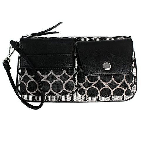 Nine West Pop Pocket Horizontal Wristlet Clutch Black
