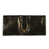 Deep Olive Green Python Skin Clutch Handbag Bag