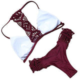 Mooskini Handknit Rope Bikini Maroon Color Padded Swimsuit Bikini Set Mus Size 46 B922