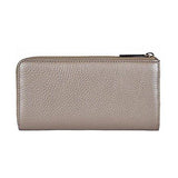 Pebbled Leather Quarter Zip Wallet 332747 9504 Metallic Golden Beige