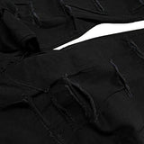 Vicvik High Waist Knee Skinny Denim Distressed Ripped Boyfriend Jeans M Black