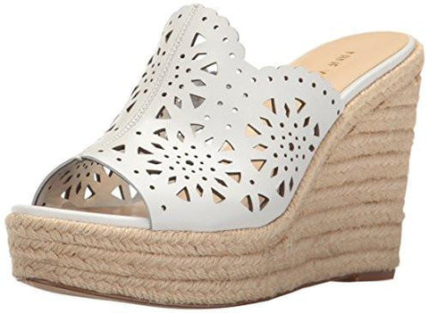 Nine West Derek Leather Wedge Sandal White 7 M Us