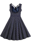 Creti 1950S Vintage Halter Polka Dot Vneck Sleeveless Swing Dress 4Xl