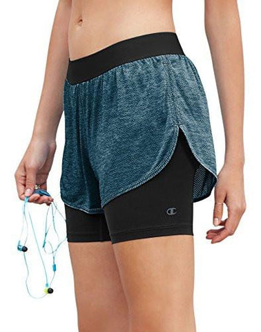 Champion Vapor 62 2 In 1 Run Short Trekking Grey Sd Heatherblack Large