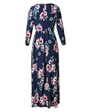 Union Fashion Ltd Spring Fashion Printed Long Dress Three Quarter Sleeve Empire Flower Floorlength Dress