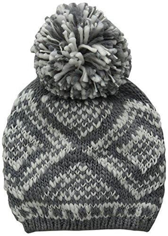 Mixed Fairisle Beanie Grey Smoke One Size