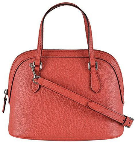 Coral Red Textured Leather Convertible Mini Dome Purse