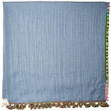 Catalunya Tassel And Pompom Scarf Denim One Size