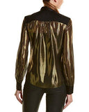 Bex Ruffle Front Lurex Top, Gold/Black, 10