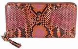 Python Snakeskin Bamboo Zip Around Wallet Vibrant Orange