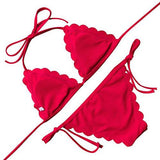 Mooskini Sexy Brazilian Bikini Set Solid Color Beach Push Up Swimwear For Sus Size 24 Red