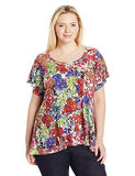 Plus Size Flutter Sleeve Cold Shoulder Top, Print, 1X