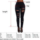Vicvik High Waist Knee Skinny Denim Distressed Ripped Boyfriend Jeans L Black