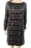 S Petite Sequined Lace Shift Dress Black 12P