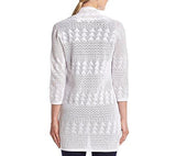 Pointelle Open Front Cardigan White Medium