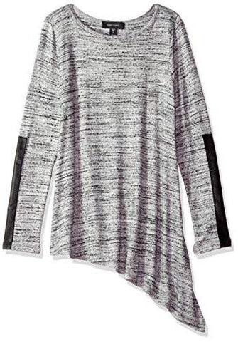 Asymmetrical Knit Top, Light Gray, L