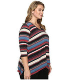 Plus Plus Size Multi Stripe Handkerchief Top Print TShirt 2X Us 18W