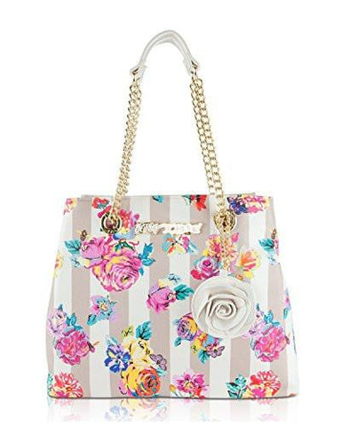 Betsey Johnson Rose 3 Entry Chain Shopper Tote Handbag Floral