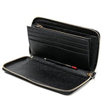 Wiberlux Prada Gold Triangle Logo Detail Ziparound Long Wallet With Pencil One Size Black