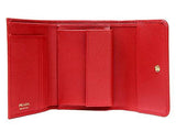 Wiberlux Prada Metal Logo Detail Flap Real Leather Mini Wallet One Size Red