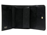 Wiberlux Prada Metal Logo Detail Flap Real Leather Mini Wallet One Size Black