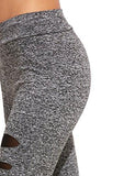 Sweatyrocks Legging Grey Knit Mesh Insert Ripped Tights Yoga Slim Pants S