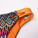 Mooskini Sexy Rectangular Printing Padded Bathing Suit Bikini Set L Orange