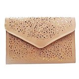 Orfila Flower Hollow Out Clutch Envelope Chain Shoulder Bag Handbag Color Beige