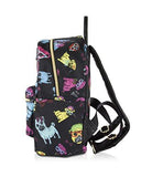 Medium Pug Print Travel Tote Backpack Black Multi