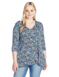Plus Size 3/4 Sleeve Swing Top, Print, 1X