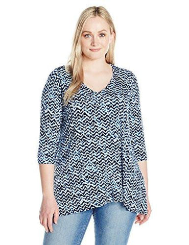 Plus Size 3/4 Sleeve Swing Top, Print, 1X