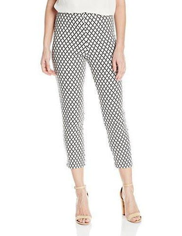 Diamond Print Cropped Pant, Off/White Black, S