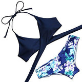 Mooskini Padded Pushup Bikini Set Bathing Suits Two Piece Swimsuit L Navy