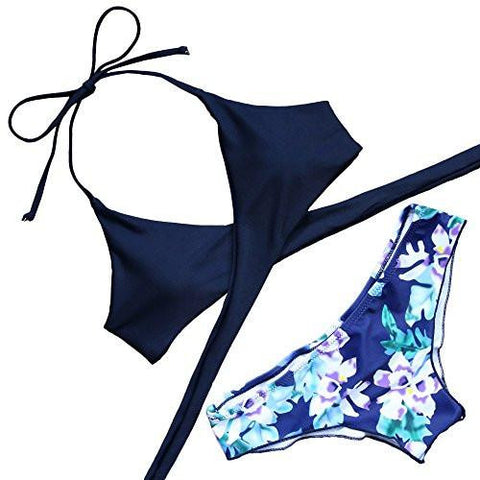 Mooskini Padded Pushup Bikini Set Bathing Suits Two Piece Swimsuit L Navy