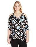 Plus Size Cold Shoulder Top, Print, 1X