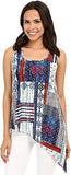 Patchwork Printed Asymmetric Hem Tank, Print, Small