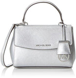 Ava Silver Metallic Saffiano Leather Xs Satchel