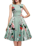 Owin Vintage 1950S Floral Spring Garden Party Dress Party Cocktail Dress M Ice Blue