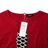 Creti Fashion 3/4 Sleeve Wear To Work Empire Waist Floral Dress S, Red