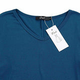 Creti Fashion Crew Neck Long Sleeve Loose T Shirt Tunic Dress, Medium, Navy