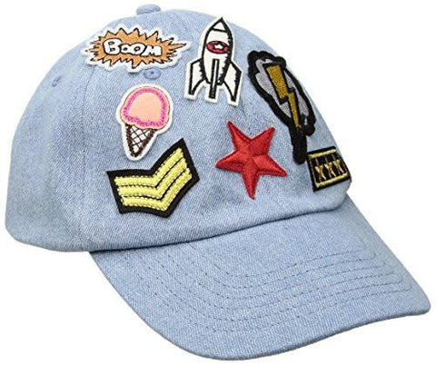 Multi 7 Patch Stone Washed Baseball Cap Denim One Size