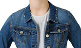 Perhaps U Cropped Denim Jacket For Teen Girls Classic Long Sleeves Jean Tops S Dark Blue