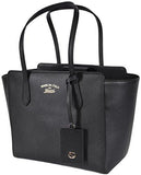 Small Leather Trademark Logo Swing Tote Purse Black