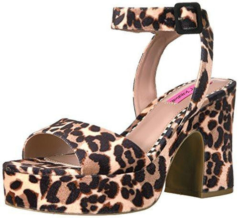 Betsey Johnson Claude Platform Dress Sandal, Leopard Velvet, 7 M Us