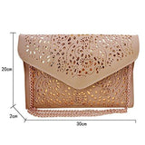 Orfila Flower Hollow Out Clutch Envelope Chain Shoulder Bag Handbag Color Beige