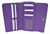 Leather Large Zip Around Continental Wallet Purple